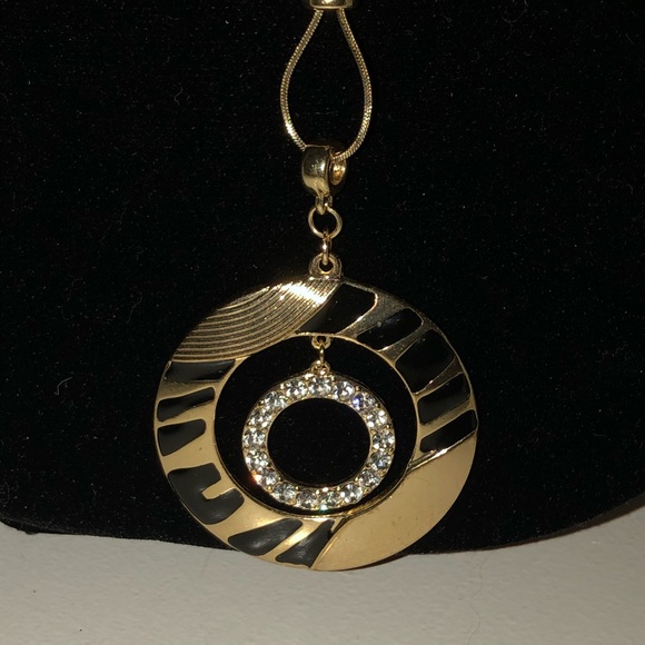 Long Gold Zebra Print & Pave Crystal Circle - Picture 2 of 4